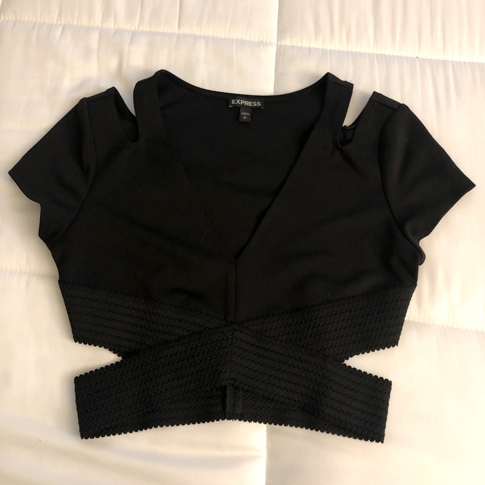 Express cut out crop top, black size small